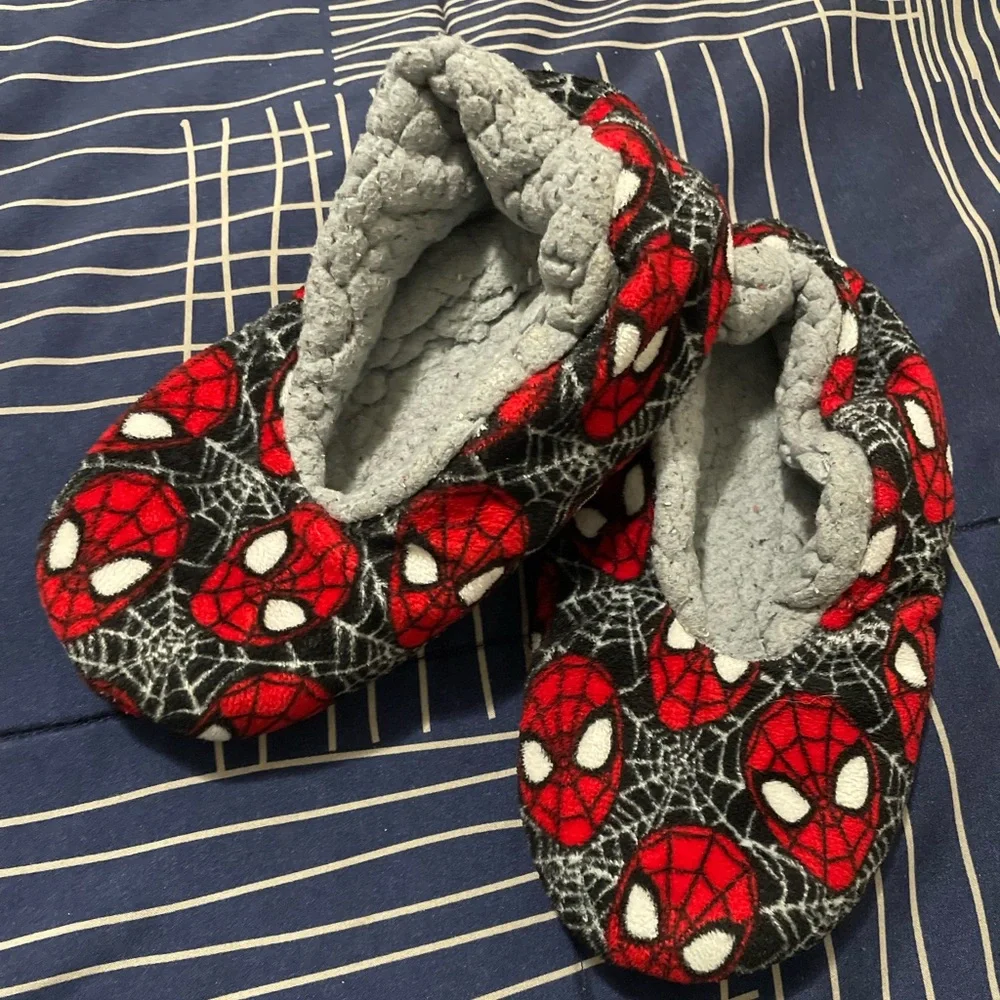 Spiderman Themed Kids Slip On Slippers Red and Gray
